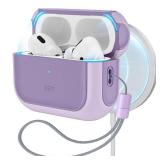 ESR for AirPods Pro 2 Case, Compatible with Airpods Pro Case 2nd / 1st Generation (2023/2022/2019), Compatible with MagSafe, Full Drop Protection Cover with Lanyard, Purple - Retail: $16