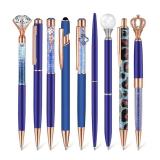 9 Pcs Ballpoint Pens Set Metal Crystal Diamond Pen Glitter Pens for Journaling, Writing, Gifts, Women, Girls, Christmas, Birthday, Office Desk,