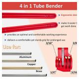 Tubing Bender, Tube Bender, 3/16, 1/4, 5/16", 3/8" 4-IN-1 brake line Bender Tool for Copper, Brass, Aluminum and Thin Steel Fuel Line Pipe, Bends 0-180° - Retail: $14"