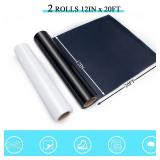 Heat Transfer Vinyl Black & White HTV Vinyl Rolls -12 x 20ft HTV for Shirts, Black Iron on Vinyl for All Cutting Machines - Easy to Cut & Weed for Heat Transfer Design (Black&White) - Retail: $31