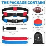 Flag Football Set, 14 Player Adjustable Flag Football Belts, 42 Flags, 8 Practice Cones, Size 3 Football, Pump and Bag, Perfect for Youth, Adults and Children to Capture The Flag - Retail: $36