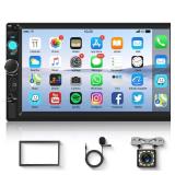Double Din Car Stereo 7-inch Touch Screen Car MP5 Player Bluetooth FM Radio, Car Radio 2 Din with Mirrorlink, AUX/USB, Rear View Camera, Steering Wheel Control and Color Backlight - Retail: $32