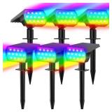 Solar Color Changing Spot Lights Outdoor, Waterproof Solar Halloween Lights, 7 Modes Multicolor RGB Landscape Spotlights for Garden Yard Driveway Lawn Patio Pathway Christmas Decorations 6 Pack - Reta