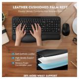 Wireless Keyboard and Mouse Combo, Wave Keys Full-Sized Ergonomic Keyboard with Cushioned Plam Rest, Phone Holder, Comfortable Natural Typing, 2.4G Cordless Set for Computer, Laptop, PC, Mac, Windows 