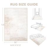 Area Rugs 8x10 Living Room: Washable Rug Modern Abstract Large Rugs Soft Non Slip Neutral Rug Stain Resistant Indoor Carpet for Bedroom Kitchen Dining Room Table Nursery Home Office Rugs(Beige,8