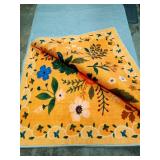 Rugcomf Bedroom Rug 3x5 Rug Washable Area Rug Non Slip Low Pile Boho Floral Small Carpet for Bedroom, Bedside, Kitchen, Entryway, Kids Room, Office, College Dorm Essentials for Girls(Yellow) - Retail: