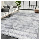 Srugn Washable Rugs 8x10 Area Rugs for Living Room,Rugs for Bedroom,Large Carpets,Ultra Soft Faux Wool Retro Dining Room Rug,Non Slip&Non-Shedding Low Pile Vintage Print Rug for Home Office-Grey Cream