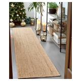 Braided Jute Runner Rug 2x10 Rectangular  Reversible Accent Rugs  - Retail: $65