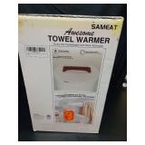 SAMEAT Heated Towel Warmers for Bathroom - Large Towel Warmer Bucket, Wood Handle, Auto Shut Off, Fits Up to Two 40\"X70\" Oversized Towels, Best Ideals - Retail: $100