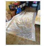 Lahome Modern Washable Area Rugs 8x10 - Ultra-Thin Non-Slip Soft Velvet Abstract Living Room Rug Starburst Floor Rugs, Abstract Print Washable Rug for Dining Room Table Office (Gold/Gray, 8