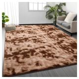 Large Rugs for Living Room Bedroom, 6 x 9 Ft Non-Slip Tie-Dyed Modern Area Rug, Soft Thickened Memory Foam Rug, Comfy Minimalist Indoor Carpet for Boys Girls Room Nursery Dorm Home Decor, Coffee - Ret