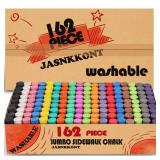 162 Pack 18 Colors Washable Sidewalk Chalk Set, Non-Toxic Jumbo Chalk for Outdoor Art Play, Paint on Playground, School Classroom Chalkboard, Office Blackboard, Outside Toys Gift For Kid and Adult. AL