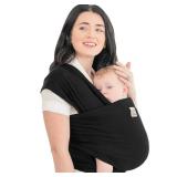 Baby Wrap Carrier - All in 1 Original Baby Carrier Newborn to Toddler Sling, Easy to Wear, Hands Free Bonding, Lightweight, Breathable Infant Wraps (Trendy Black) - Retail: $28