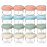16 Pack, 4 oz Small Containers with Lids, Reusable Plastic Jars for Snack and Puree, Salad Dressing Container to Go, Deli Containers, Freezer Baby Food Containers, Dishwasher Safe, BPA Free - Retail: 