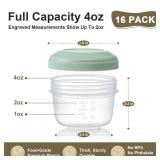 16 Pack, 4 oz Small Containers with Lids, Reusable Plastic Jars for Snack and Puree, Salad Dressing Container to Go, Deli Containers, Freezer Baby Food Containers, Dishwasher Safe, BPA Free - Retail: 