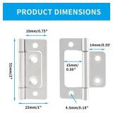 6 Pcs Non-Mortise Door Hinges, 2 inch x 1 inch Bifold Butt Cabinet Hinges Vintage Furniture Hardware Antique Door Hinge with Screws for Door, Windows, Cabinet, Cupboard(White Nickel) - Retail: $5