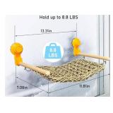 Bearded Dragon Hammock, Reptile Window Perch Natural Seagrass Gecko Climbing Tank Accessories Lizard Lounger Bed with Powerful Suction Cups Bearded Dragon Toys for Basking (11.81 * 7.08)