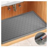 Silicone Under Sink Mat 34 x 22", kitchen Essentials and Gadgets, Shelf liner and Cabinet Protector, Home Organizers and Storage, Waterproof Bathroom Tray - Retail: $20
