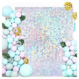 Shimmer Wall Backdrop Sequin Panels 24 Packs-Sparkly Backdrop for Bridal Shower Birthday Backgrounds Advertising Rainbow Silver Ceremony Wedding Parties Panel - Retail: $70