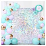 Shimmer Wall Backdrop Sequin Panels 24 Packs-Sparkly Backdrop for Bridal Shower Birthday Backgrounds Advertising Rainbow Silver Ceremony Wedding Parties Panel - Retail: $70