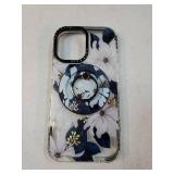 Case for iPhone 17 Case Compatible with Magsafe Ring Holder Stand - for Women Blue Flower Design TPU Phone Cover for Girls Girly Funny Fashion - Retail: $19