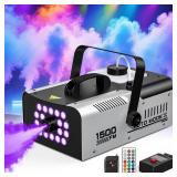 1500W Fog Machine Outdoor Indoor, Halloween Smoke Machine Fog with 20000 CFM Fog Output, 18 Lights 13 Colors and Remote Controls for Party Stage Effect - Retail: $120