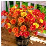Artificial Fake Mums Fall Flowers for Outdoor Decorations, 12 Bundles Fake Flowers Artificial Plants Outdoor UV Resistant Plastic Faux Silk Flowers for Porch Planters Patio Garden - Retail: $20