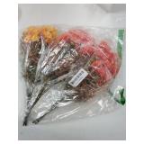 Artificial Fake Mums Fall Flowers for Outdoor Decorations, 12 Bundles Fake Flowers Artificial Plants Outdoor UV Resistant Plastic Faux Silk Flowers for Porch Planters Patio Garden - Retail: $20