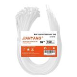 18 Inch Zip Ties Double Sided Toothed,120 LBS Tensile Strength Heavy Duty Cable Wire Ties With Self-Locking Adjustable More Durable Nylon Tie Wraps for Indoor Outdoor Whiteï¼100 Packï¼ - Retai