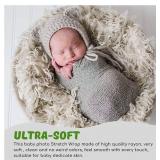 Newborn Photography Props - 3 Pcs Stretch Wraps, Professional Baby Photo Props, Long Ripple Wrap for 0-6 Month.  CANAL BLUE.