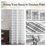 90 Inch Black White Buffalo Plaid Semi Sheer Curtains, Woven Black Stripes on White Textured Fabric, Farmhouse Drapes for Living Room Bedroom,Grommet Window Treatment,40 Wx90 Lx2 - Retail: $31"
