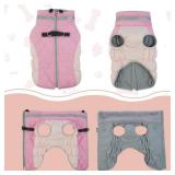Dog Coat Warm Dog Winter Coat Waterproof Dogs Jacket with Harness Built in Reflective Pet Fleece Vest Zip-Up Cold Weather Coats for Small Dogs Turtleneck & Windproof Coats Chihuahua Pink XS - Retail: 
