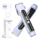 2-in-1 Electric Shaver and Bikini Trimmer for Women, IPX7 Waterproof, Portable Rechargeable Hair Remover with LED Display for Bikini Line, Face, and Underarm - Retail: $18