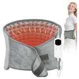 Heating Pad for Back & Period Cramps, 12x24" Large Electric Heating Pad with 26" Waist Belt, 6 Heat Levels 4 Timers & Auto Shut Off, Gift for Women Men Mom Dad(Gray) - Retail: $29"