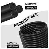 15FT Backer Rod 5/8 Inch Diameter Rubber Caulk Concrete Expansion Joint Filler Black Rubber Caulk Saver Weather Stripping for Gaps and Joints Filling(5/8 Inch x 15FT) - Retail: $16
