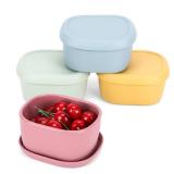 4 pcs 10 oz Silicone Snack Containers for Kids Small Food Containers with Lids, Fruit Container for Lunch, Stackable Lunch Container for Kids, Daycare, School and Travel - Retail: $17