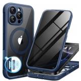 iPhone 16 Pro Case, Compatible with MagSafe, Built-in Privacy Screen Protector and Camera Protection, Anti-Spy Full Body Shockproof Clear Phone Case for 16 Pro 6.3, Blue "