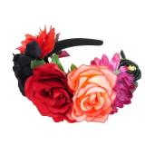Rose Flower Headband Mexican Flower Crown Floral Hair Accessories for Women Day of the Dead Headpiece Halloween Flower Headband - Retail: $10