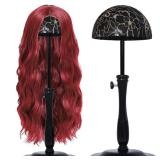 Wig Stand 1PC Iron Base Adjustable Height (12.6-18.5Inch) Wig Head Stands Portable Non-Slip Sturdy Wig Holder Stands Travel Wig Stand for All Wigs(Black) - Retail: $21
