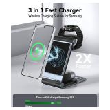 Wireless Charger 3 in 1 Wireless Charging Station Foldable Wireless Charger Stand for Samsung Phone Galaxy Watch & Galaxy Buds - Retail: $30