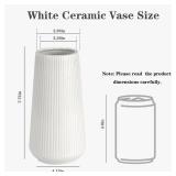 White Ceramic Vase, Small Cute Flower Vase for Pampas Grass, Home, Living Room, Dining Table, Farmhouse, Office Decor, Bedroom, Table, and Kitchen Shelf (White) - Retail: $20