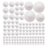 129 Pack Craft Foam Balls, 7 Sizes Including 1-4 Inches, White Polystyrene Smooth Round Balls, Foam Balls for Arts and Crafts, DIY Craft for Home, Supplies School Craft Project and Holiday Party - Ret