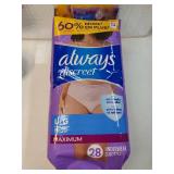 Always Discreet Adult Incontinence Underwear for Women and Postpartum Underwear, Large, Up to 100% Bladder Leak Protection, 28 Count - Retail: $19