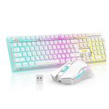 RedThunder K10 Wireless Gaming Keyboard and Mouse Combo, RGB Backlit Rechargeable 3800mAh Battery, Mechanical Feel Anti-ghosting Keyboard + 7D 3200DPI Mouse.  BOTH ARE MISSING USB DONGLE. - Retail: $5