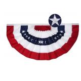 American Flag Bunting 2x4 Ft, Embroidered Patriotic Bunting Flags, 4th of July Decorations Outdoor, with 3 Brass Grommets - Retail: $20