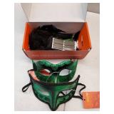 2024 New Green Masquerade Mask with Feathers - Couple Masquerade Mask for Women & Mens Costume Mask for Halloween Carnivals Cosplay Party Ball Prom - Retail: $23