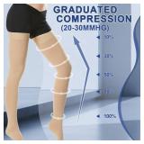 20-30 mmHg Compression Stocks Women & Men Thigh High Closed Toe Stockings for Varicose Veins, Edema, Flight - Retail: $26