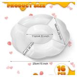 16 Pack 5 Sectional Plastic Serving Trays Round White Chips and Dip Tray Fruit Appetizer Serving Plate 10 Inch Veggie Platter Tray Divided Snack Tray for Party Nut Candy Fruit Dish Platter - Retail: $