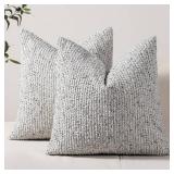 Striped Throw Pillow Covers 20x20 Set of 2 Blue Textured Boucle Chic Morden Boho Accent Farmhouse Square Decorative Couch Pillow Covers for Home Decor Bed Sofa Living Room - Retail: $33