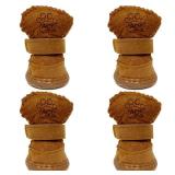 Dog Boots, HiBallBall 4 PCS Dog Shoes for Small Pets Dogs, Anti-Slip Snow Boots, Paw Protectors (Brown, Size2) - Retail: $10